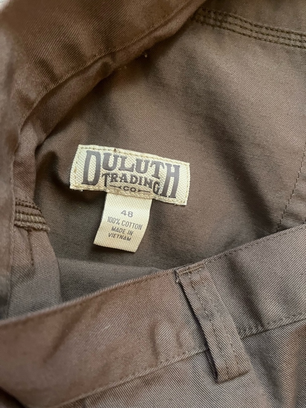 Lot of 2 Duluth Trading Co Men's Cargo Carpenter Canvas Shorts Brown Tan Size 48 - Picture 8 of 9